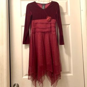 Velvet Rhinestone Rose Dress